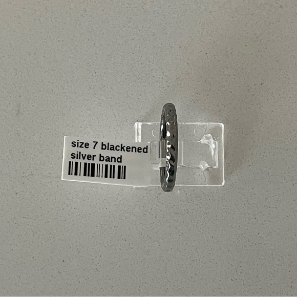 Sterling silver 925 hammered black rhodium stacking band ring size 7 - Picture 3 of 8